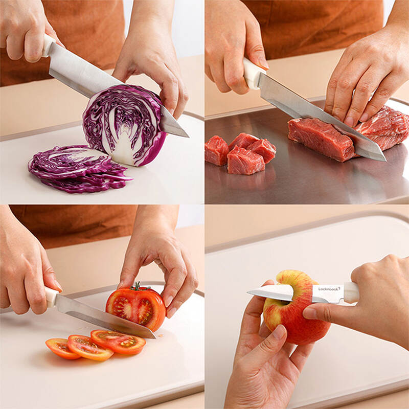 Bộ dao 5 món LocknLock gồm 4 dao, 1 khối đỡ dao dán tường bằng PP - Màu Ivory - CKK307S5, , large image number null